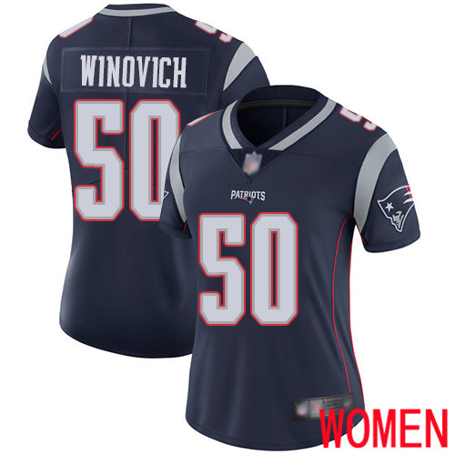 New England Patriots Football #50 Vapor Limited Navy Blue Women Chase Winovich Home NFL Jersey